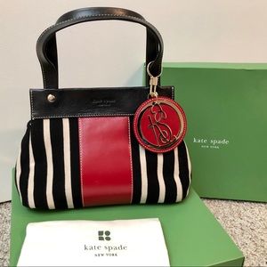 Kate Spade Striped Knit and Leather Satchel